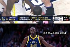 格林 還差2個(gè)技犯將自動(dòng)禁賽一場 還差2分也將被禁賽