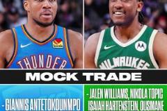 那雷霆不就無敵了？美媒曬交易方案：雷霆得到字母哥，送出杰倫威+哈滕+N個(gè)選秀權(quán)